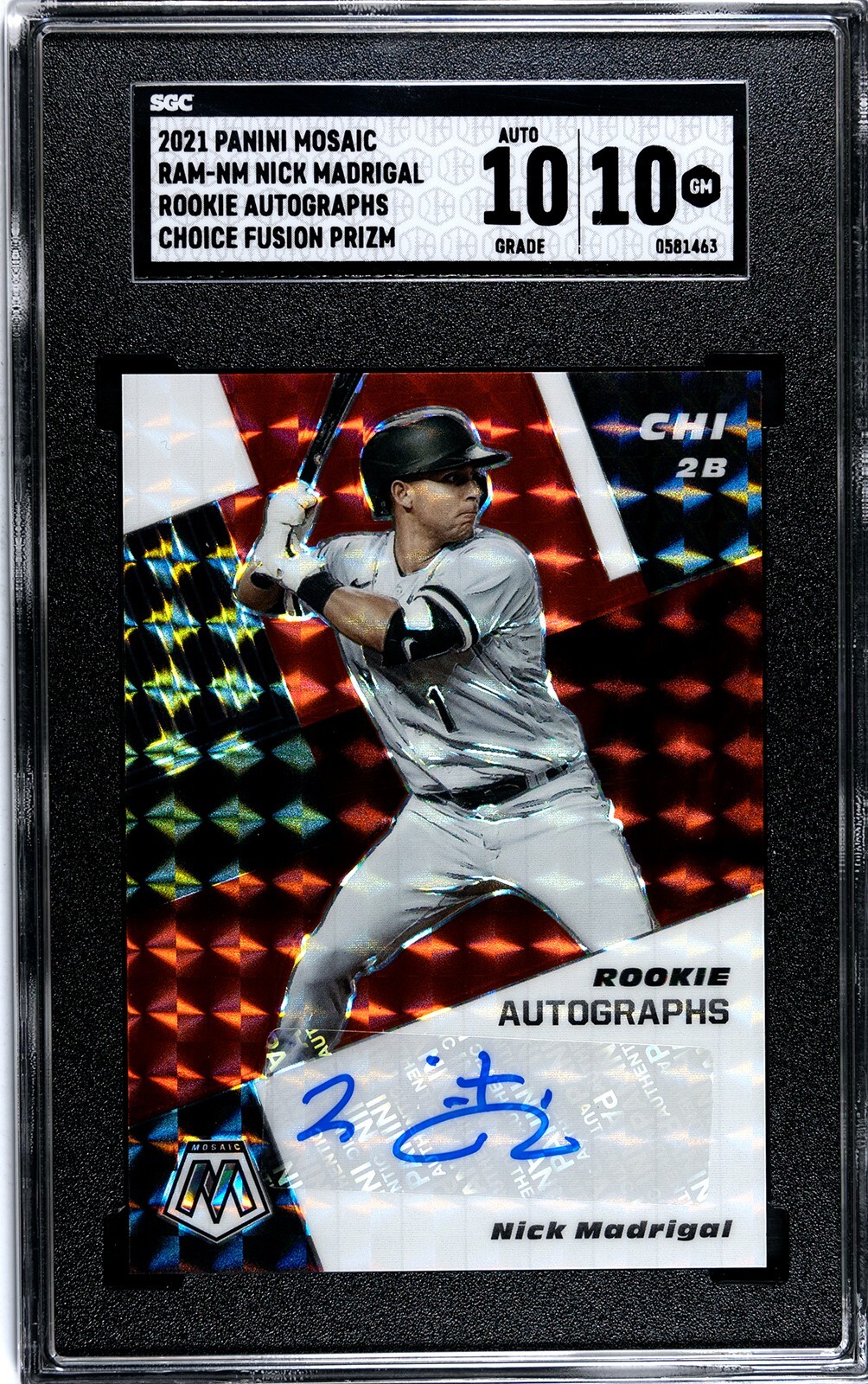 2021 Panini Mosaic Nick Madrigal FUSION PRIZM SGC 10 w/10