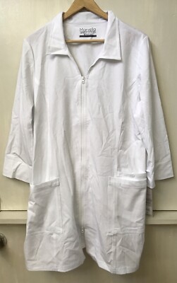 White Cross Marvella 2817 Women's Lab Coat w/ 2 Way Zipper 3/4 White Size L NWT