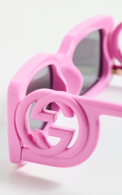 Pre-owned Gucci Gg1325s-006 Pink Sunglasses In Gray