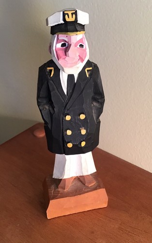 Vintage Hannah Canada Wood Carving Sailor Admiral Skipper Figure 6”