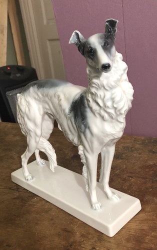 Rosenthal large 10” tall Borzoi dog porcelain figurine Mint