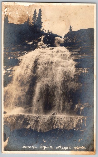 Antique RPPC Postcard Bridal Falls Waterfall Near Lake Banff CA 1910s