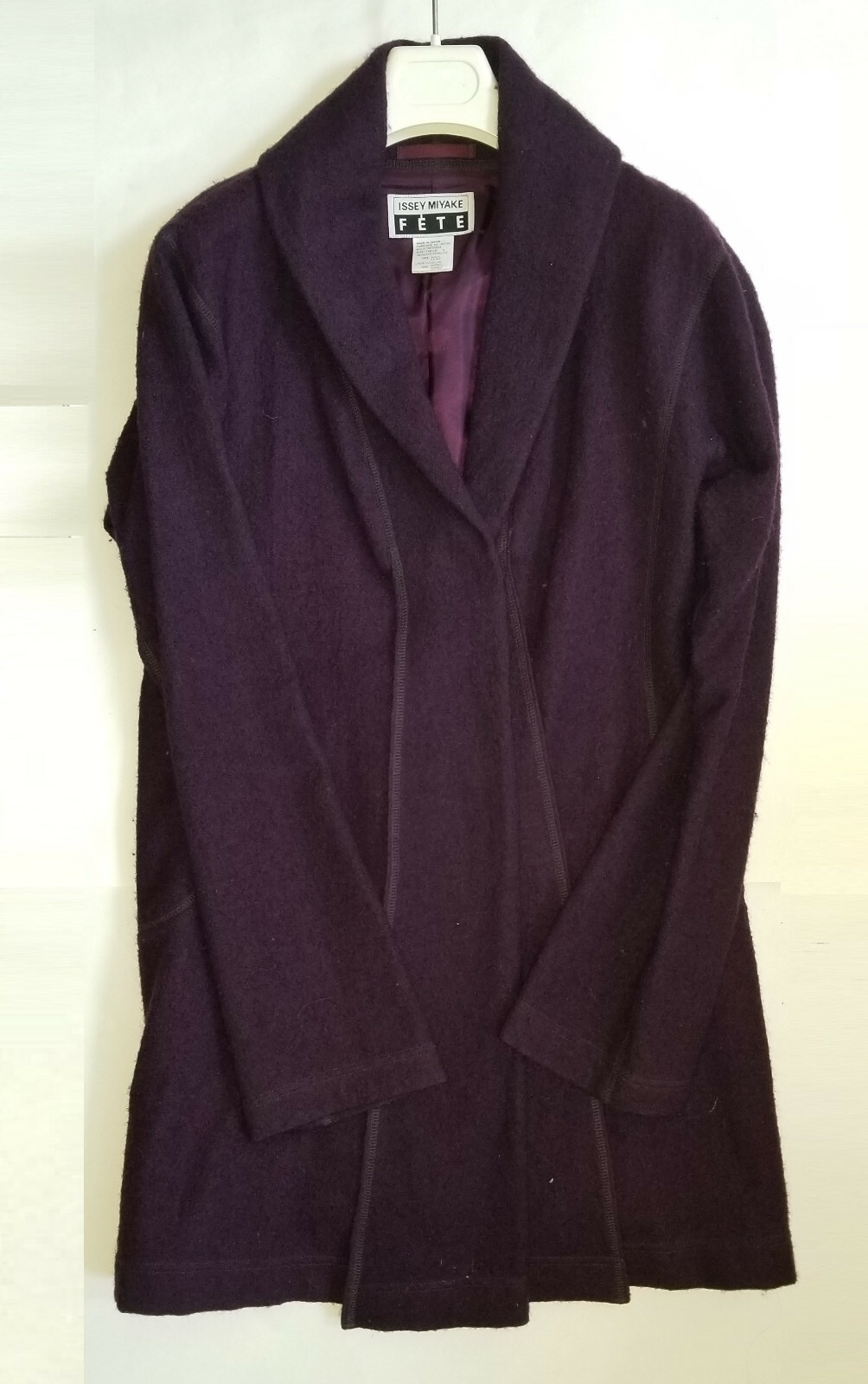 ISSEY MIYAKE FETE LIGHTWEIGHT WOOL PURPLE TRENCH PEA COAT sz 4