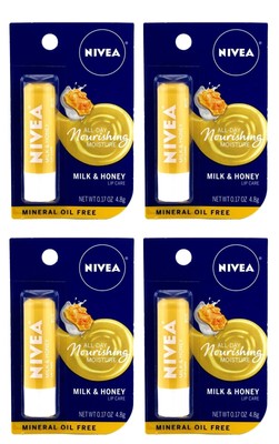 Nivea MILK & HONEY Lip Care 0.17oz PACK OF 4