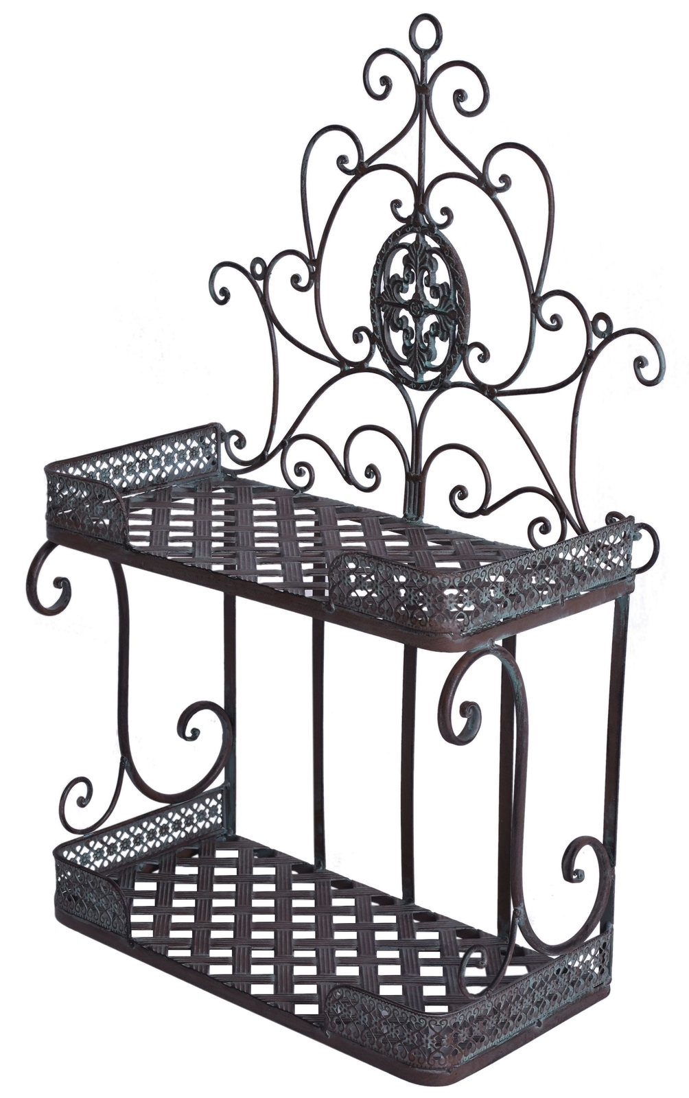【SALE】vintage iron shelf 1180*800*310 Vintage Wrought Iron Standing Shelf | Chairish