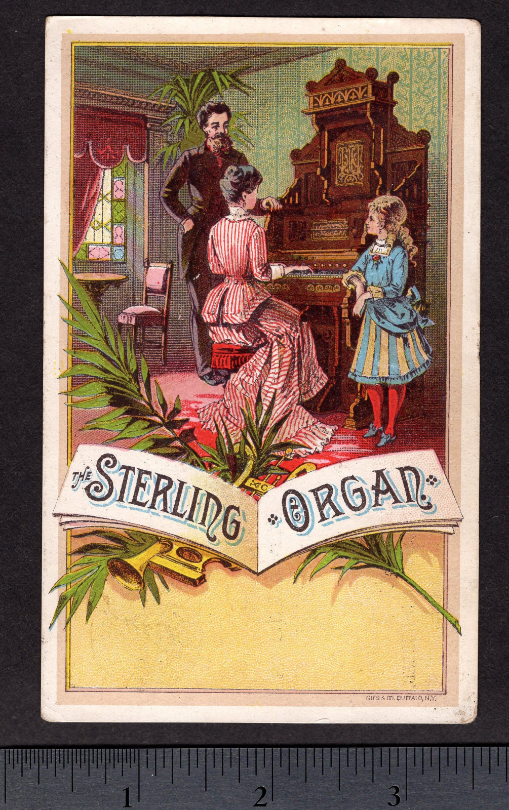 Sterling Organ 1800's Parlor Music Recital old Victorian Advertising Trade Card