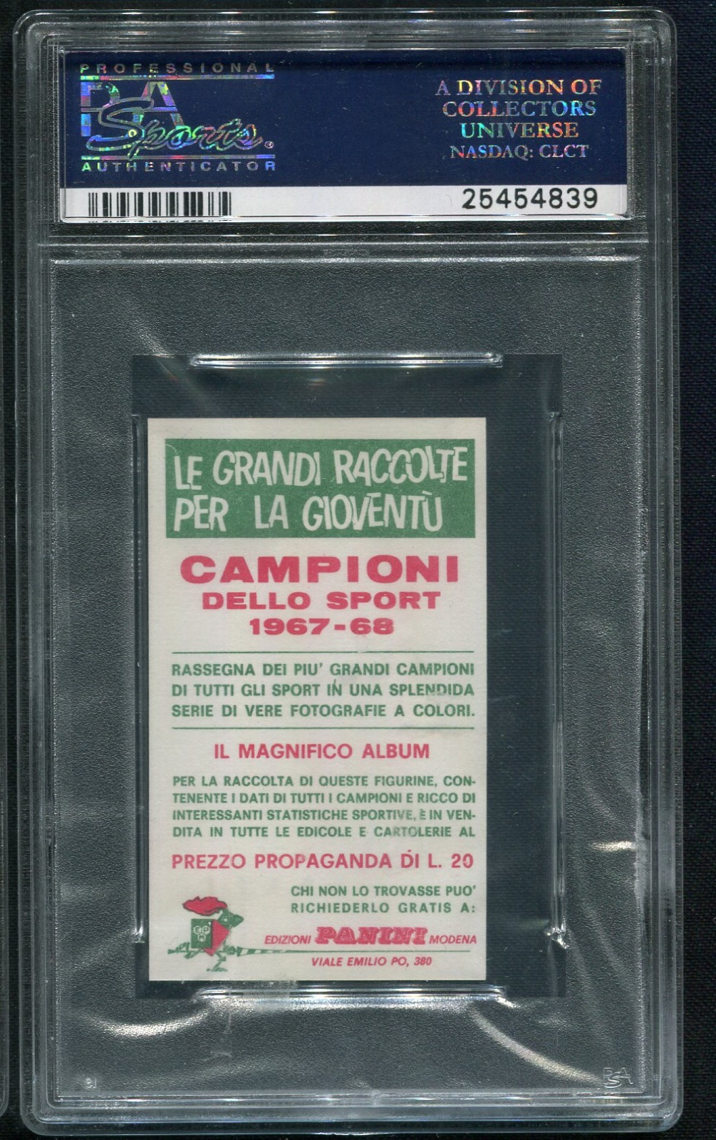 1967 boxing Panini Campioni dello Sport Carlos Ortiz PSA 8 NM-MT sharp!