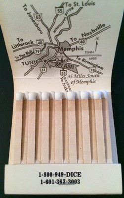 Vintage SPLASH CASINO & RESORT Matchbook - Matches - Tunica, Mississippi