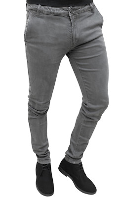 PANTALONI UOMO DIAMOND CASUAL INVERNALI GRIGIO SLIM FIT ADERENTI IN COTONE