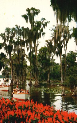 Postcard FL Cypress Gardens Florida Sightseeing Boats Chrome Vintage PC K9140