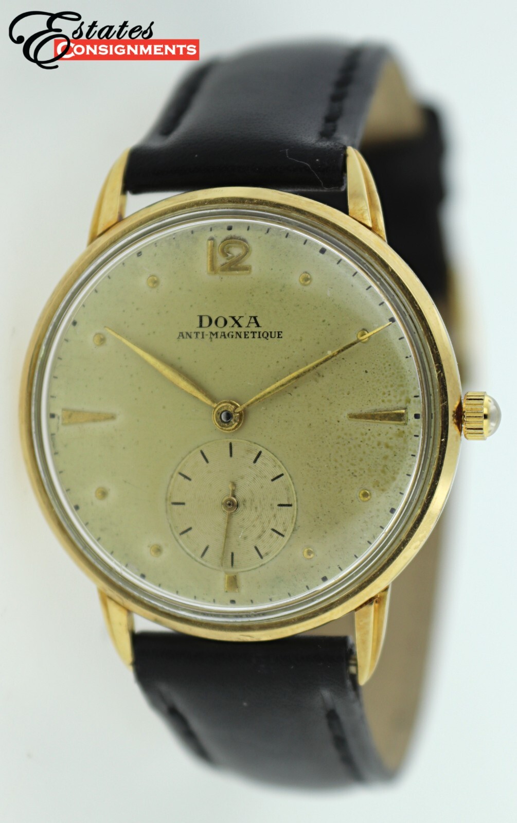 Vintage 1954 Doxa Anti-Magnetique 18K Yellow Gold Cal Doxa