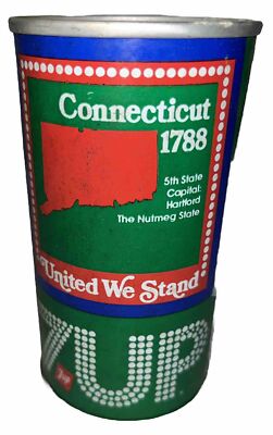 Vtg 7 Up Connecticut 1976 United State Soda Promo Can. Top & Bottom Sealed