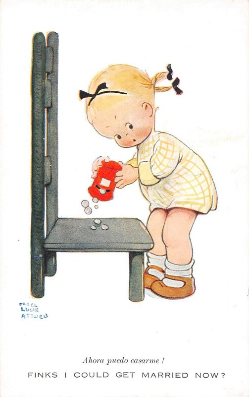 Cpa Illustrateur Signe Mabel Lucie Attwell Finks I Could Get Married Now