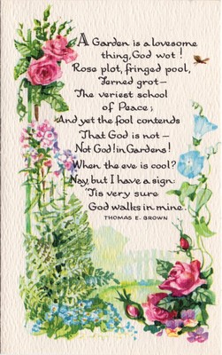Religious Vintage BLANK Card, Garden by Thomas E. Brown   Rust Craft + Envelope