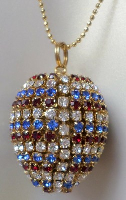Vintage Colorful Swarovski Crystal Egg Pendant Hand Made Chain Necklace 22