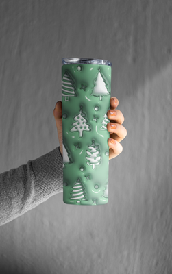 Green or Red Christmas Tree Pattern 20 oz Stainless steel Tumbler image 2