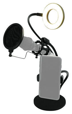 Technical Pro Broadcast Podcast Podcasting LED Selfie Light w/ Phone+ Mic Holder