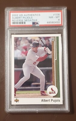 Albert Pujols 2002 UD Authentics SP Reverse Negative PSA 8 rare Pop 1 w/5 higher