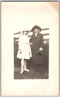 Antique RPPC Postcard Two Women Outdoors 1910s