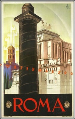 Rome Italy 1930 Roma Trajan's Column Vintage Poster Print Retro Style Art 