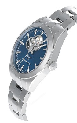 Pre-owned Tissot T-classic Gentleman Powermatic 80 Swiss Made Open Heart Blue Mens Watch