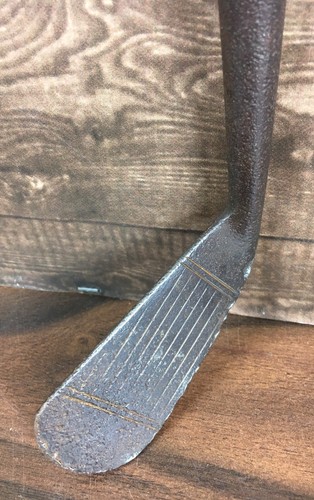 Vtg  Hard Wood Shaft Iron (L) Golf Club Leather Grip