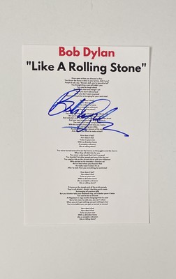 Bob Dylan Like A Rolling Stone Autographed Lyric Sheet