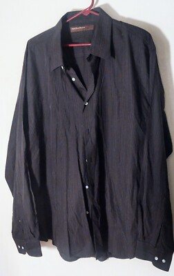 Perry Ellis Heritage Mens Size XXL Dark Gray Light Striped Dress Shirt. NWOT..