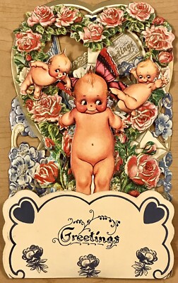 Vintage Victorian Reproduction 3D Stand Up Cupid/Kewpie Doll  Greeting Card