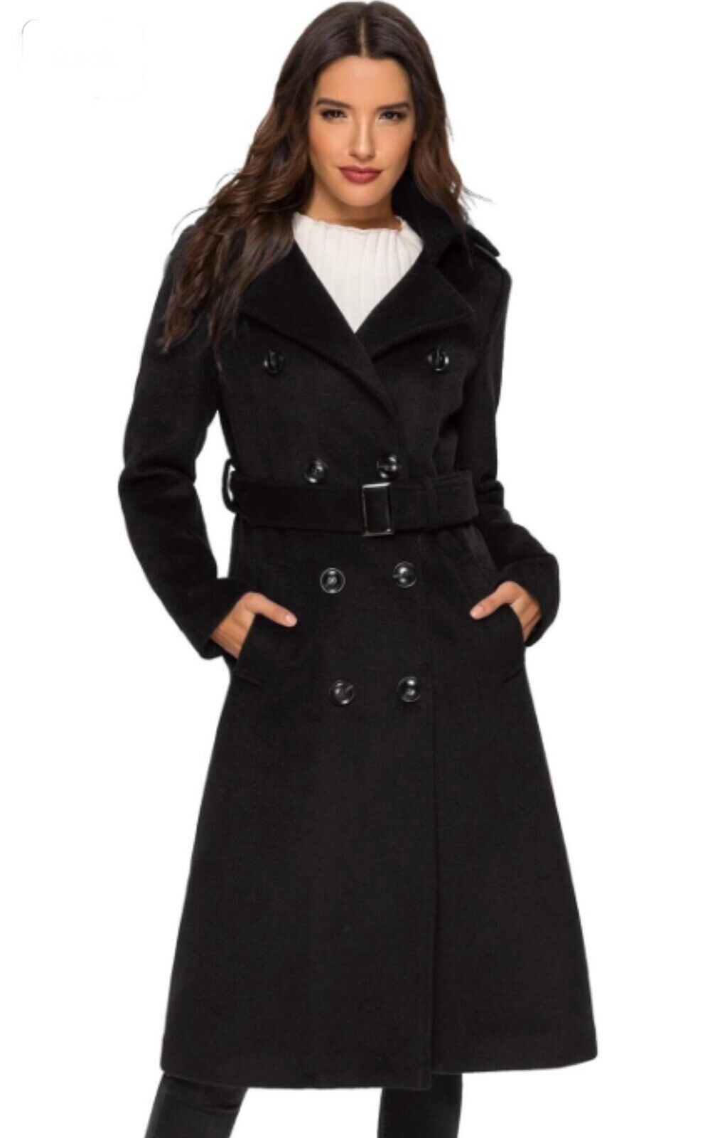 Escalier Women's Wool Double Breasted Winter Long Trench