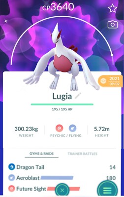Shiny Lugia Level 40 + 3 Moves ~ Trade Registered or Unregistered | Pokémon Go
