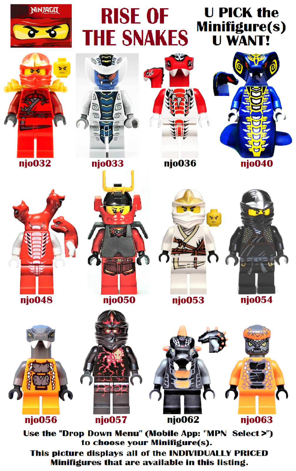 LEGO® U PICK Ninjago RISE OF THE SNAKES Minifigures **NEW LEGO® U PICK Ninjago RISE OF THE SNAKES Minifigures **NEW