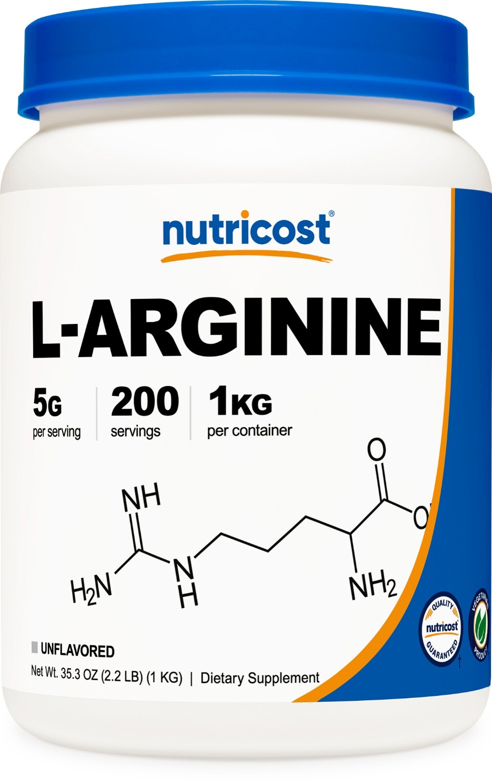Nutricost L-аргинин (1 кг) - чистый порошок L-аргинина - 5000 мг на порцию