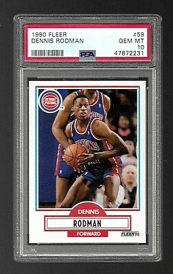 1990 FLEER BASKETBALL CARD #59 HOF DENNIS RODMAN PSA 10 GEM