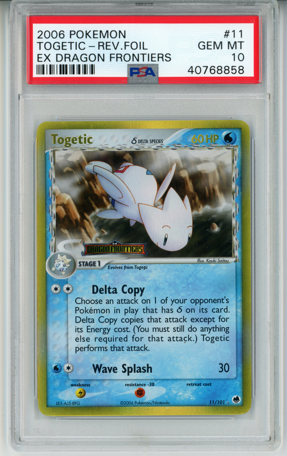 2006 POKEMON EX DRAGON FRONTIERS TOGETIC #11 REVERSE PSA 10