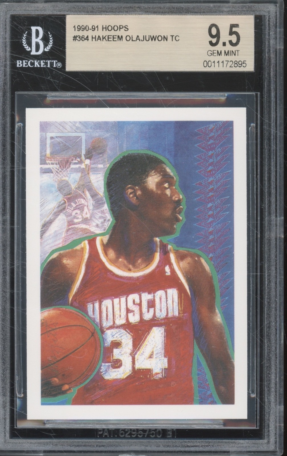 1990 NBA Hoops Basketball #364 Hakeem Olajuwon Gem Mint BGS 9.5