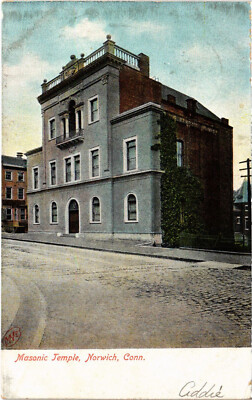 PC FREEMASONRY, MASONIC TEMPLE, NORWICH, CT, VINTAGE POSTCARD (B57376)