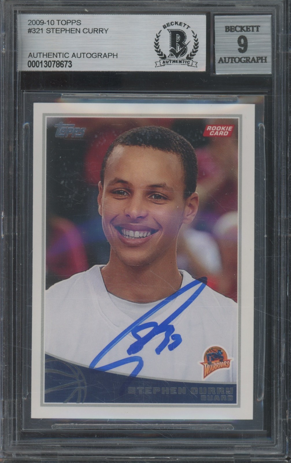 2009 Topps #321 Stephen Curry Autograph RC Rookie BAS BGS Beckett 9 Auto