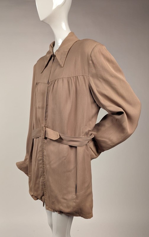VINTAGE 1940'S BELTED GABARDINE JACKET W ZIP FRONT | eBay
