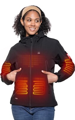 DEWBU Heated Jacket for Women with 12V Battery Pack Outdoor Soft Shell (Medium)