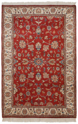 RRA 4x6 IndoKashan Allover design Red Field Rug 24255
