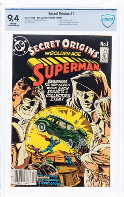 SECRET ORIGINS #1 Canadian Price Vart CBCS 9.4 Golden Age of SUPERMAN 1986  cgc