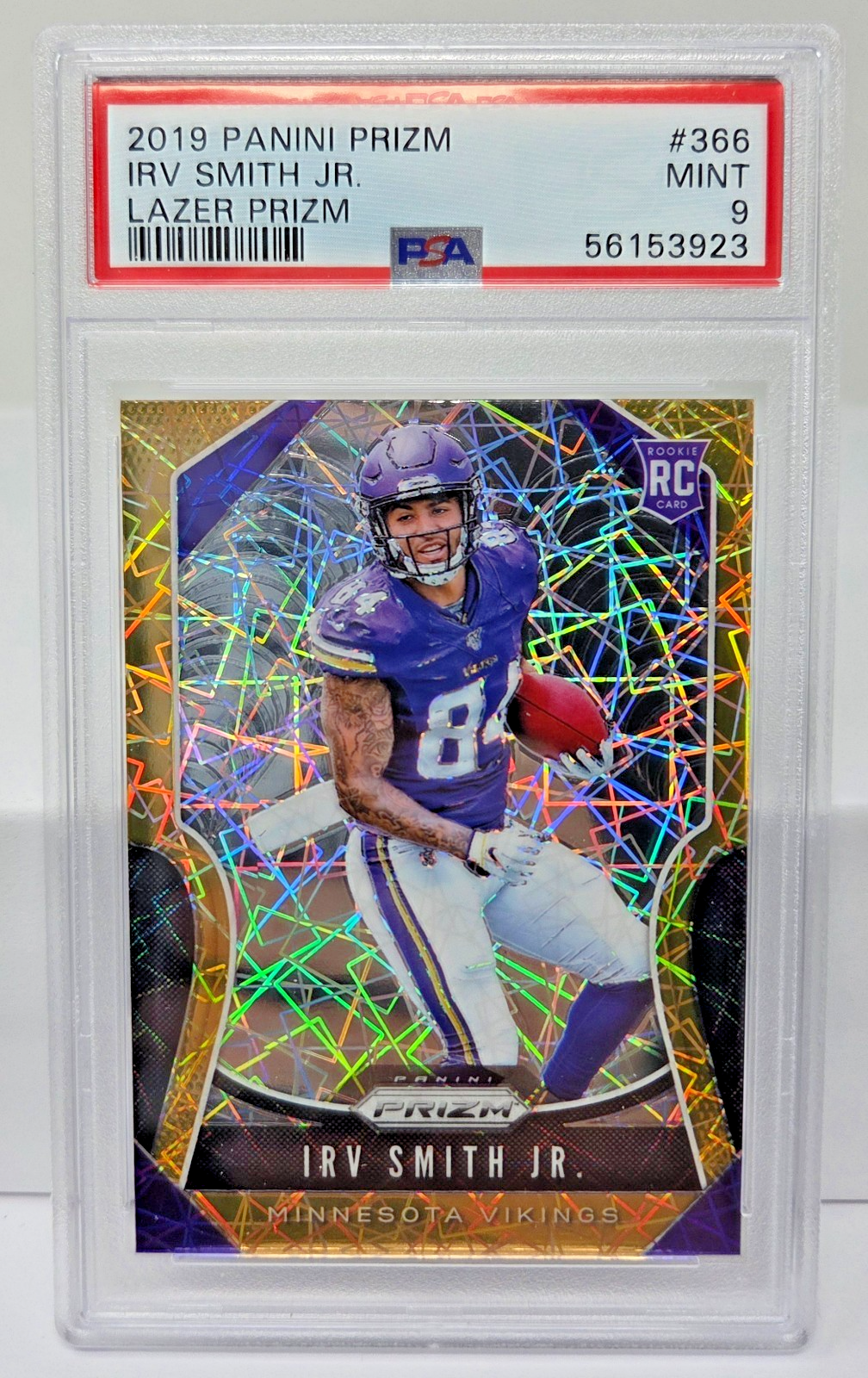 2019 Prizm LAZER REFRACTOR - IRV SMITH JR Rookie RC Football Card PSA 9 MINT