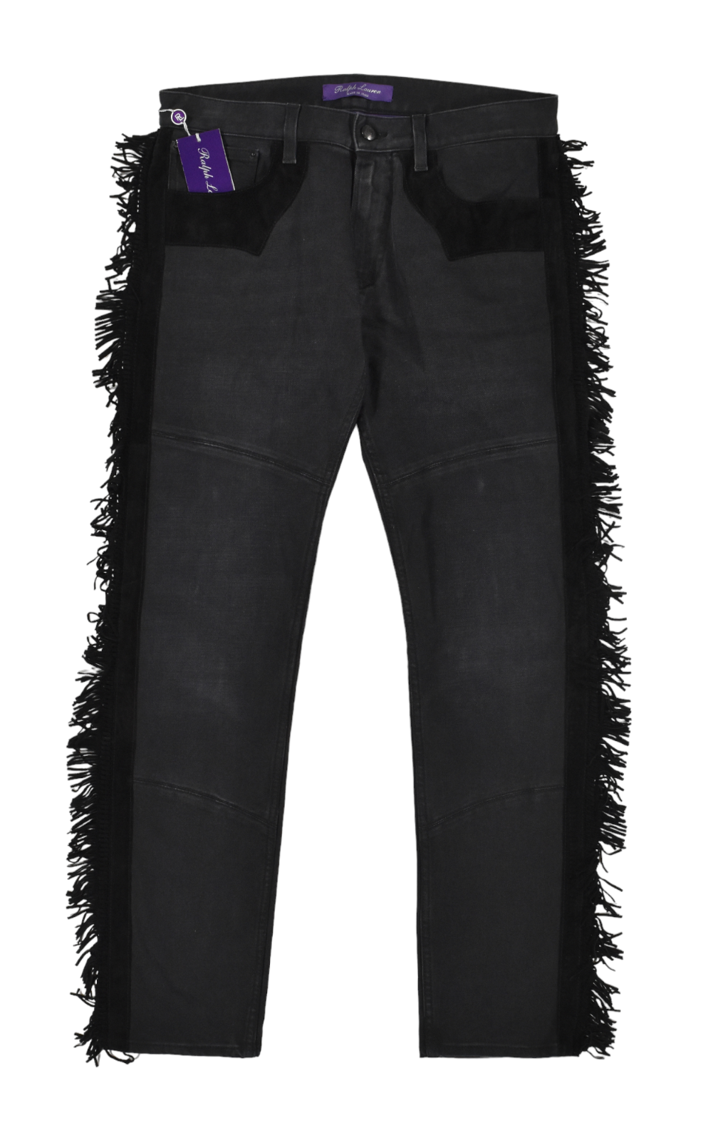 新品 Ralph Lauren Purple Label ボーイフレンドデニム Ralph Lauren Purple Label Italy Slim Leather Suede Indigo Denim