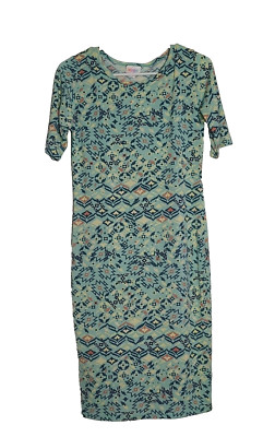 Lularoe Julia Dress Green Geo Metric Size Small Nwt