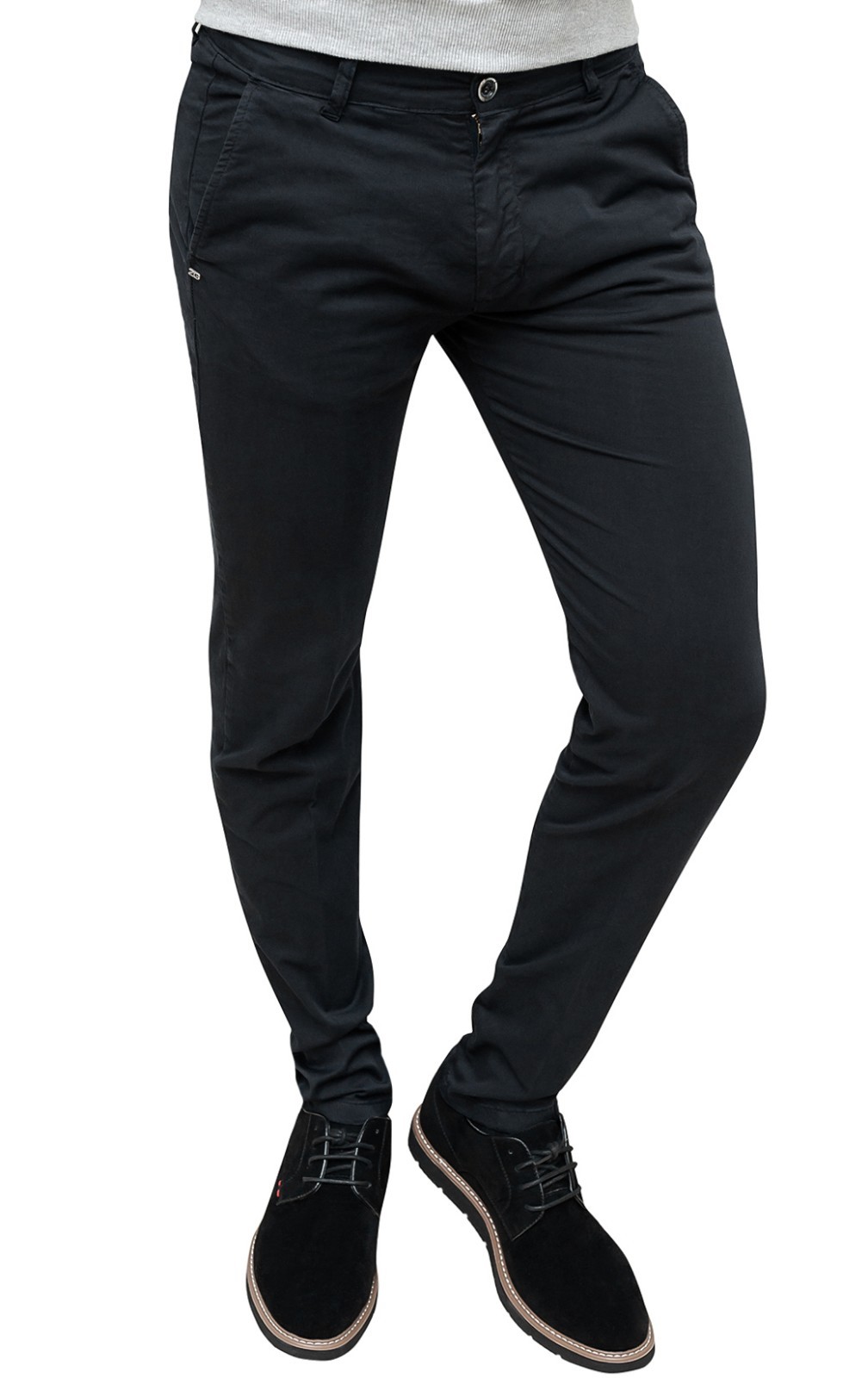 PANTALONI UOMO SARTORIALI NERO CASUAL ELEGANTE IN COTONE 100% MADE IN ITALY