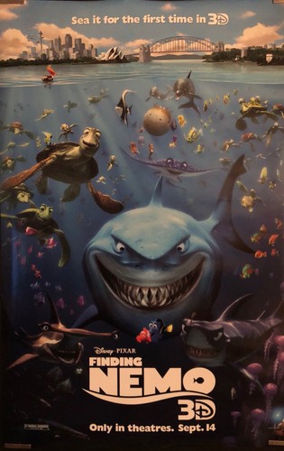 FINDING NEMO 3D Original Double Sided Theatre Poster 2012 ELLEN DEGENERES PIXAR