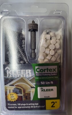 Kleer Cortex Fastening System PVC 50' Lin. Ft-75 2  Screws-100 White Plugs