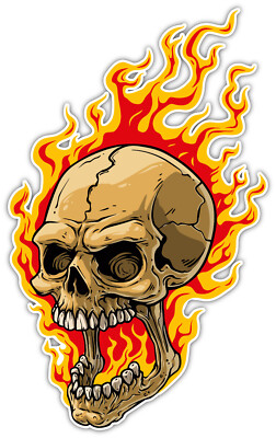 Fire Skull Crying L DECAL STICKER 3M USA MADE TRUCK VEHICLE WINDOW CAR