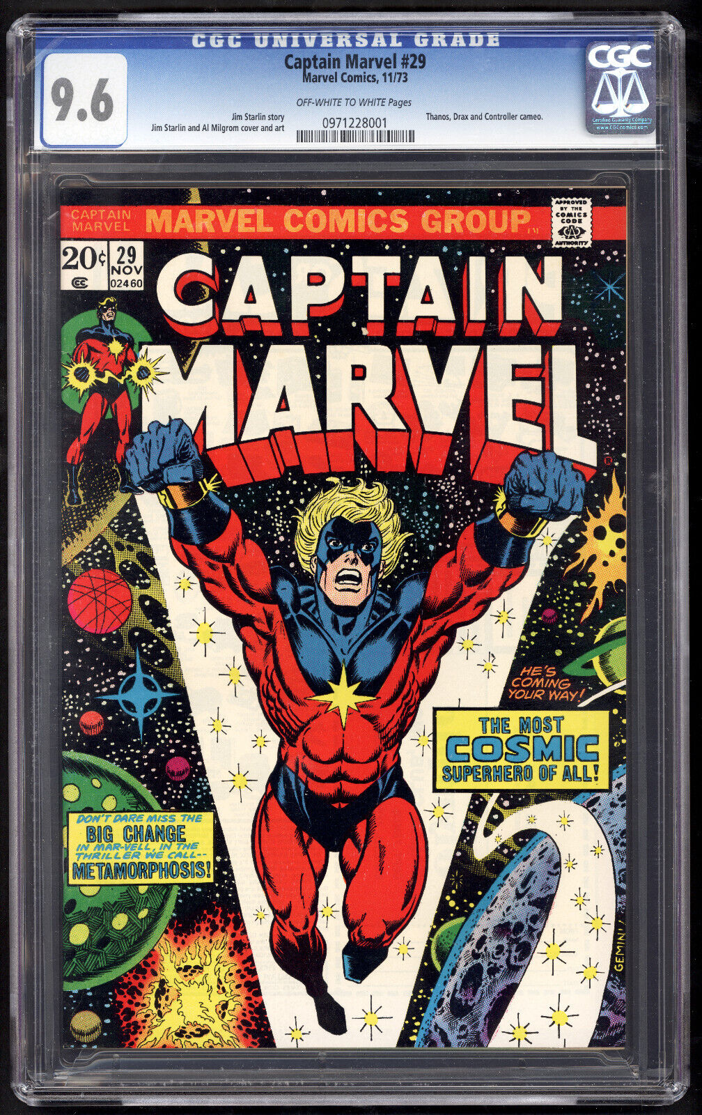 CAPTAIN MARVEL #29 CGC 9.6 ICONIC COVER, KEY BOOK, MARVEL CAPTAIN MARVEL #29 CGC 9.6 ICONIC COVER, KEY BOOK, MARVEL